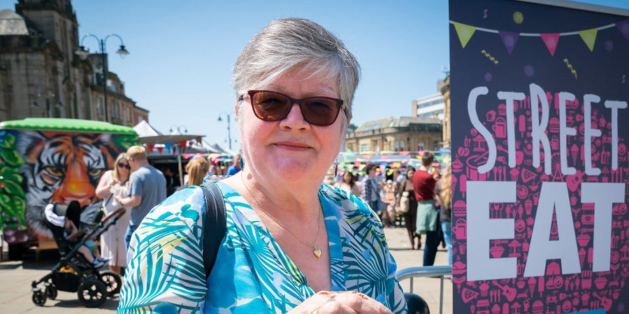 Councillor Janet Emsley at Street Eat in 2023.