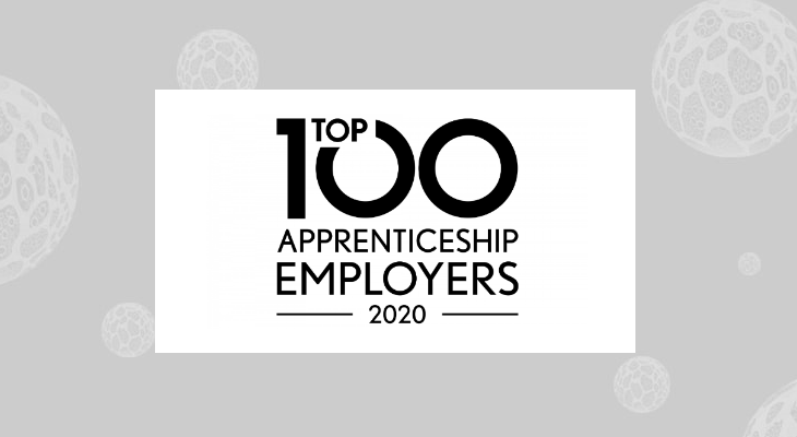 Top 100 Apprenticeship Employers 2020 award logo.