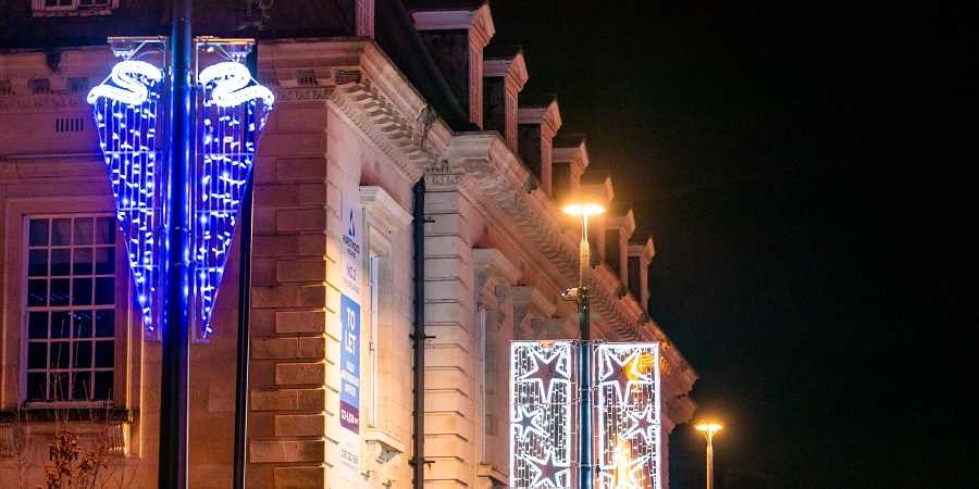 Christmas lights on The Esplanade.