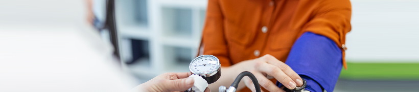 Patient having blood pressure tested.