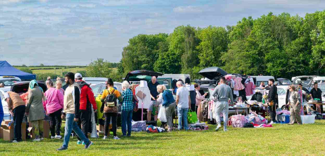 Visitors to Bowlee Car Boot Sale.