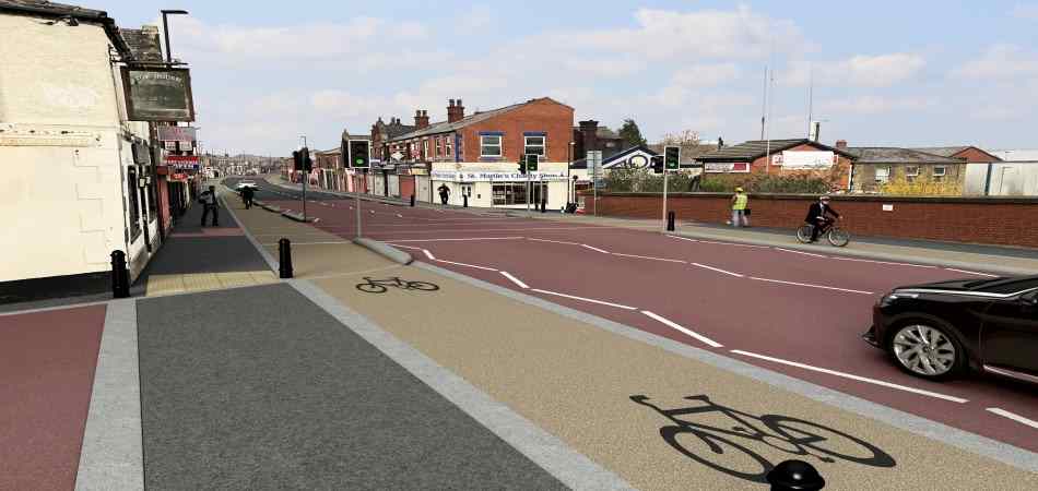 Cycle lane near Castleton Railway Station.