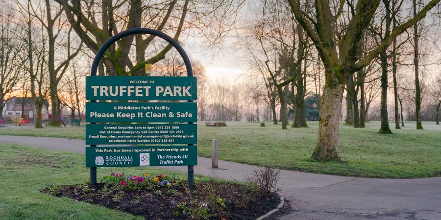 Entrance sign at Truffet Park.