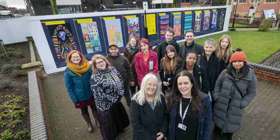 Councillors and others stood outside Heywood Civic Centre.