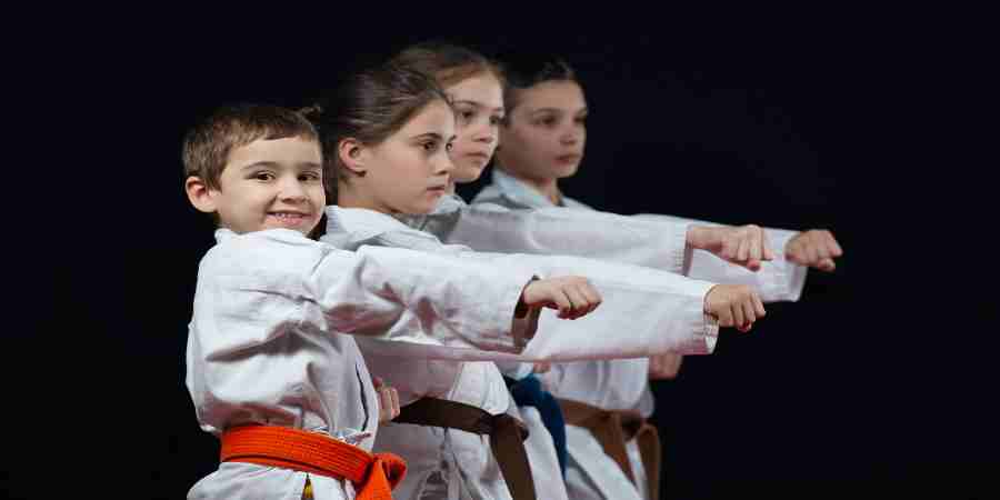 Children practicing karate.