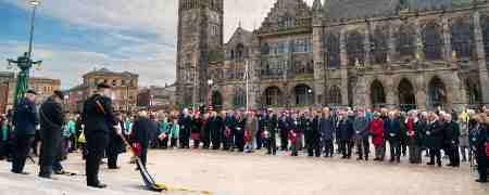 Crowds gathered at Rochdale Cenotaph.