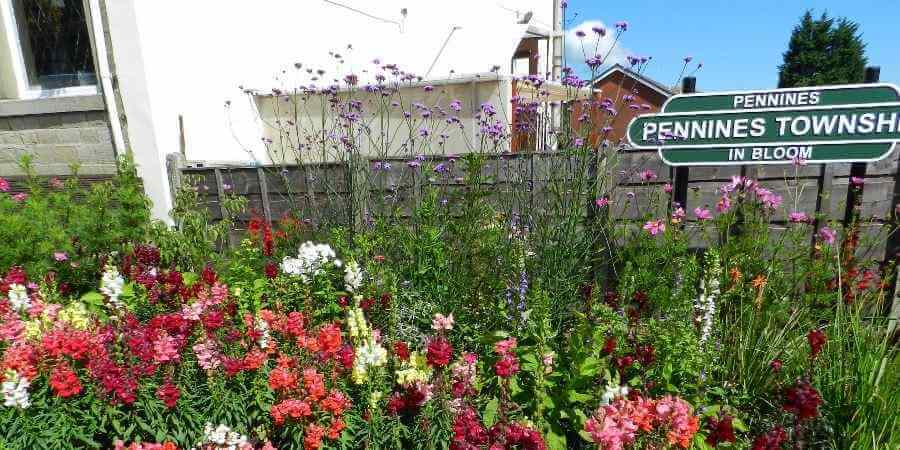 A large floral display.