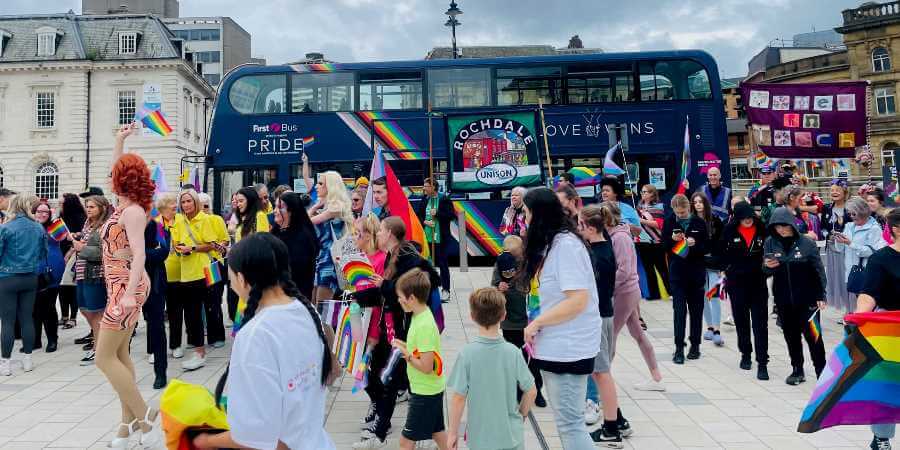 Pride Parade in Rochdale town centre.