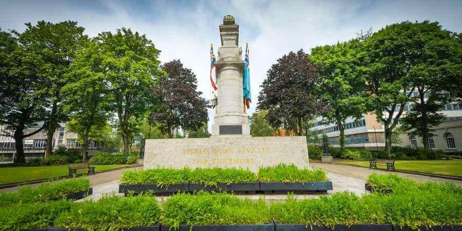 Statue in Rochdale Memorial Park.