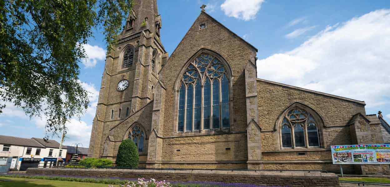 Frontage of St Lukes Church in Heywood.