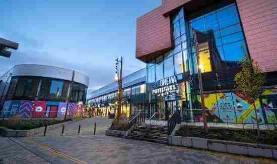 Rochdale Riverside at dusk.