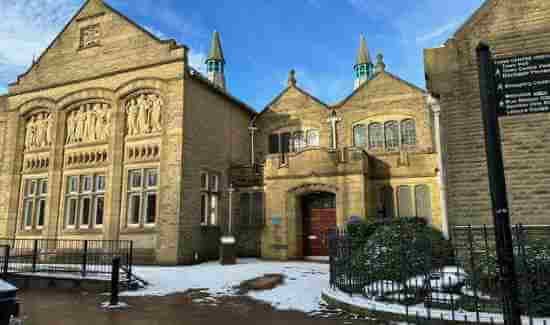 Touchstones Rochdale on a clear day with some snow on the ground.