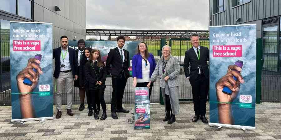 Councillor Rachel Massey with staff and students from Edgar Wood Academy.