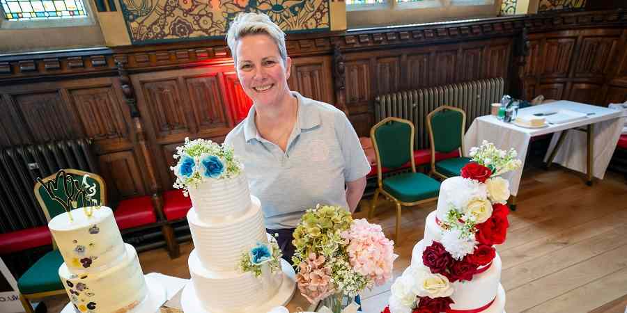 Natasha Brown with wedding cakes.