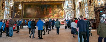 Visitors to Rochdale Town Hall.